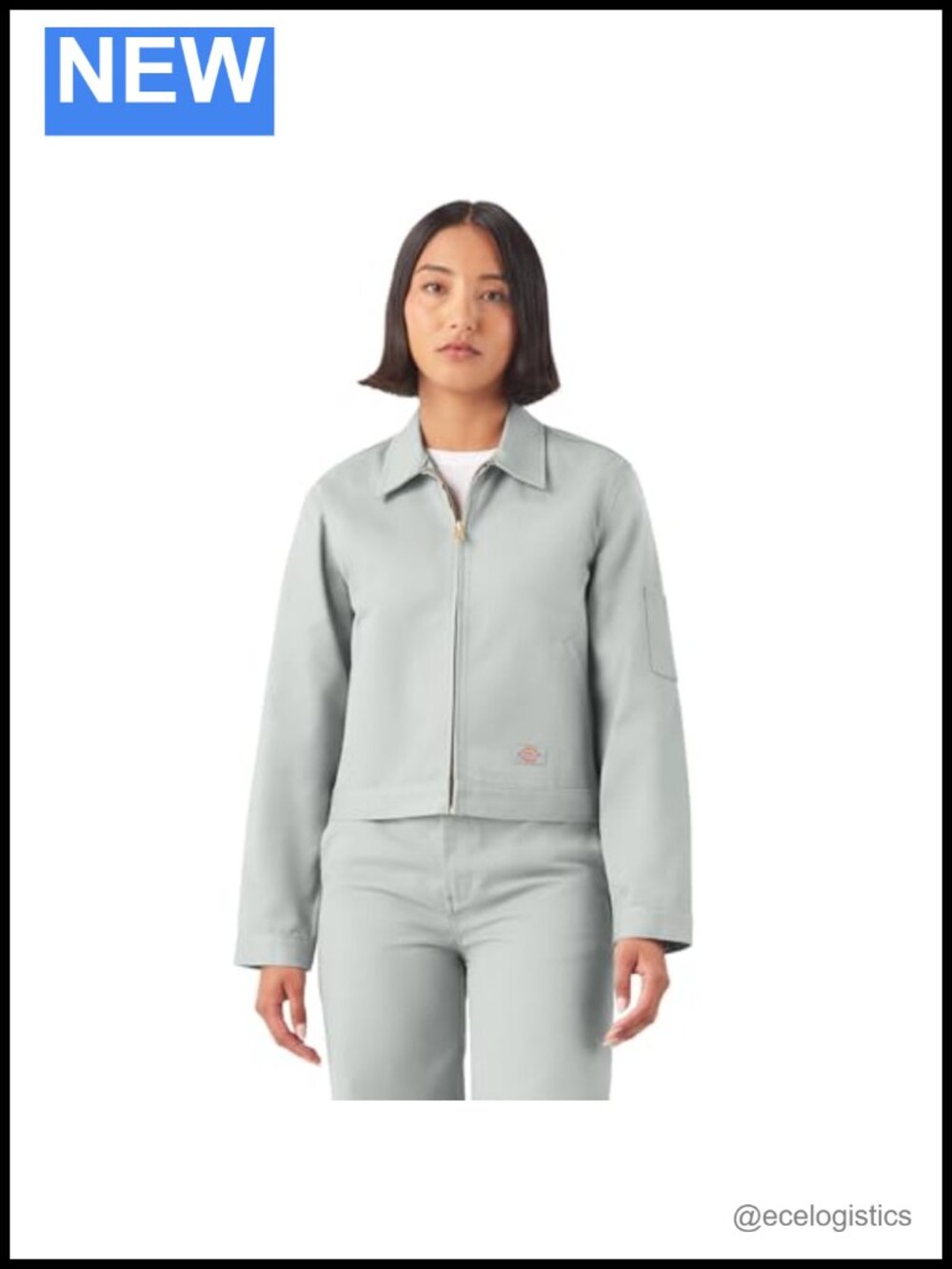 Cropped Eisenhower Jacket Water Repellent Zip Front with Slash Pockets